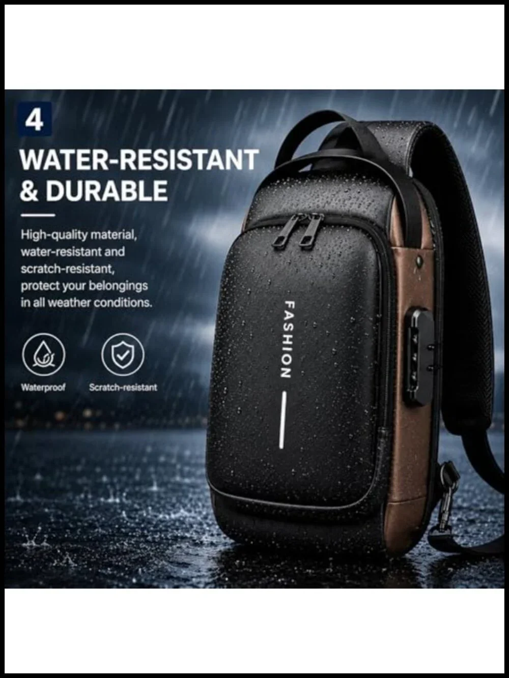Anti-Theft Crossbody Sling Backpack with USB Charging Port for Travel Work